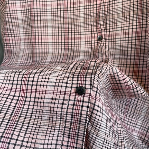 Madewell Plaid Button Back Shirt Pink Black Red Size M - Picture 7 of 7